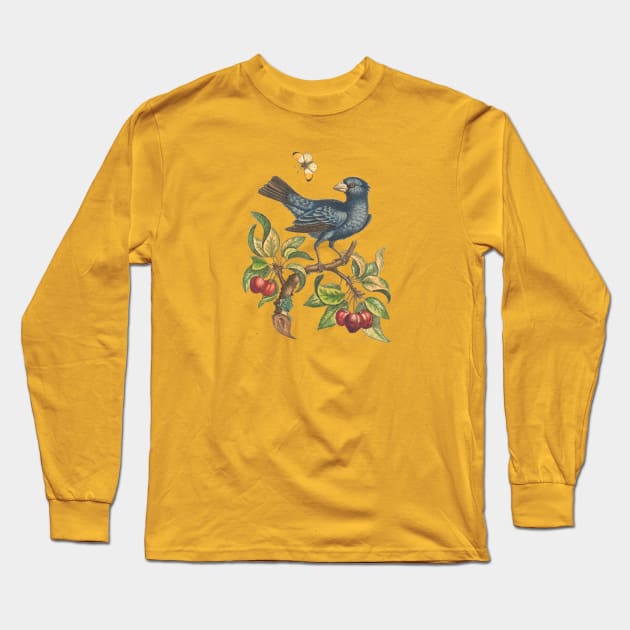 Bird Vintage Illustration Long Sleeve T-Shirt by Biophilia